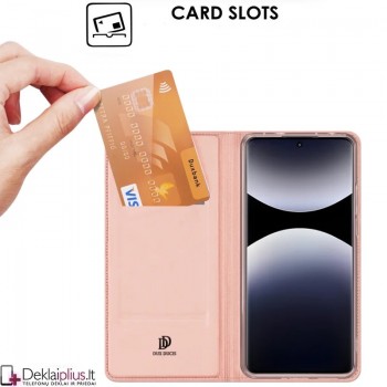 Dux Ducis Skin Pro dirbtinės odos dėklas - rausvas (Xiaomi Redmi Note 14 Pro 4G)